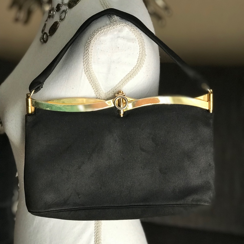Vintage Ch. Lesselbaum Black Suede Handbag